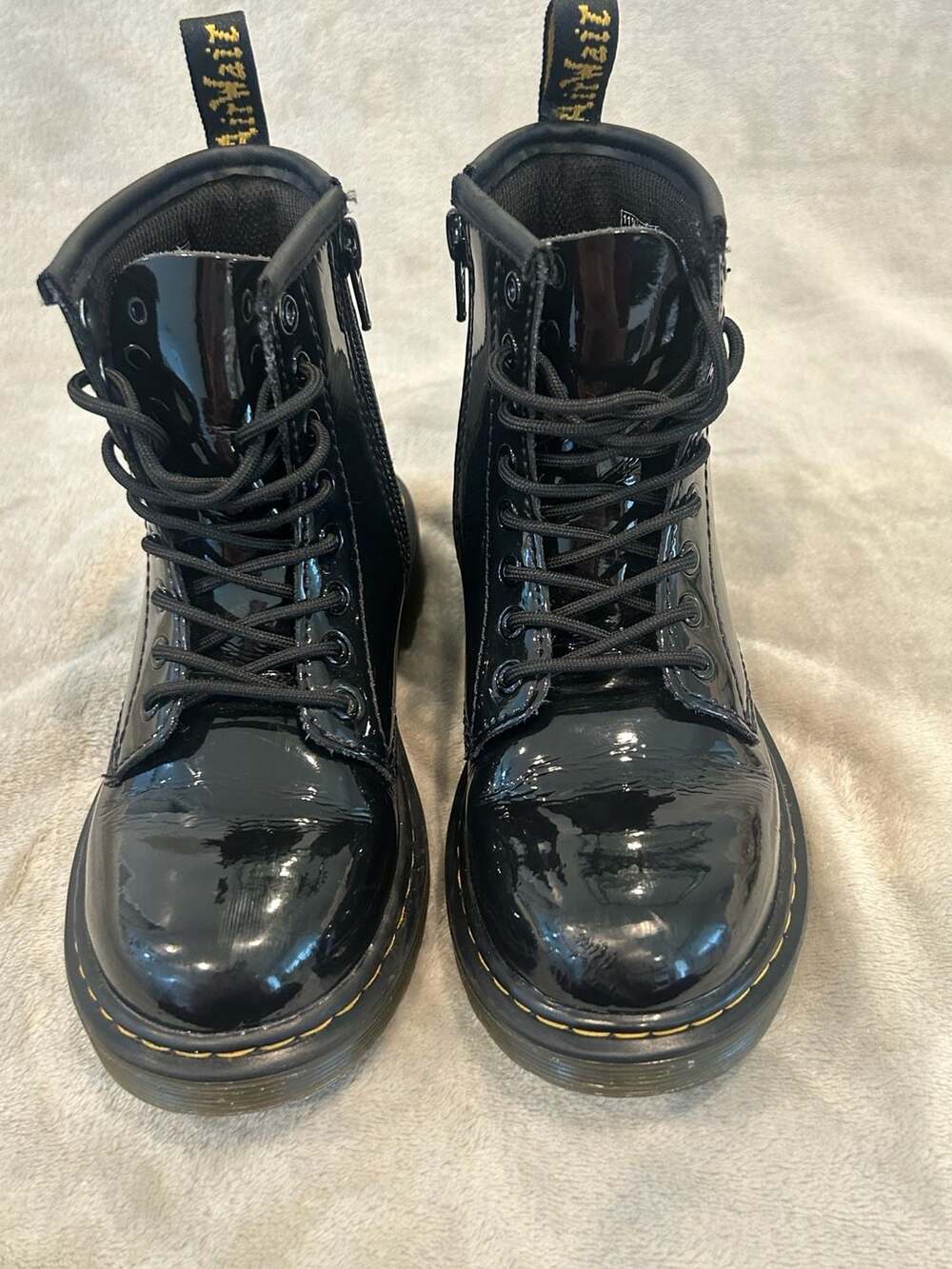 Kids Dr. Martens 1460 J Patent Leather Boots Size Black